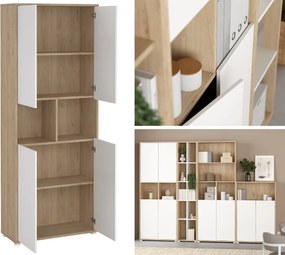 Czterodrzwiowy regał biurowy Sign 80 jackson hickory/biały mat