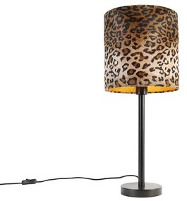 Nowoczesna lampa stołowa czarna z lampą w stylu lamparta 25 cm - Simplo Nowoczesny Oswietlenie wewnetrzne