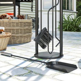 Outsunny 5‑cz. zestaw akcesoriów kominkowych, metalowy, czarny