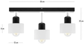 Biało-czarna lampa sufitowa, trzypunktowy spot DWE50x7SC z drewna i me
