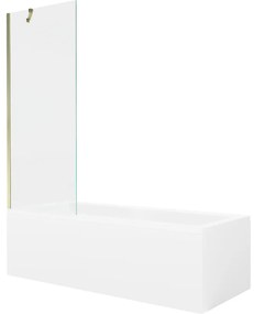 Mexen Cubik wanna prostokątna 160 x 70 cm z obudową i parawanem 1-skrzydłowym 70 cm, transparent, złoty - 550316070X9507000050