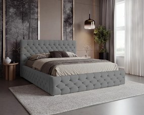 BESILIO Łóżko pikowane z guzikami 120x200 Chester - łóżko z pojemnikiem chesterfiled - Szary