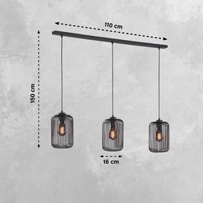 Czarna lampa wisząca z metalowym kloszem Cage – Fischer &amp; Honsel