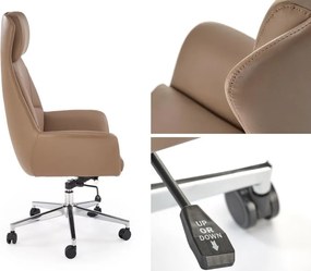 Fotel do gabinetu z ekoskóry Ederson Halmar w kolorze cappuccino