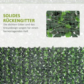 Outsunny Sztuczny Żywopłot, Roślina Wspinająca do Dekoracji Zewnętrznych, Realistyczny Wygląd, 300 cm×100 cm, Ciemnozielony