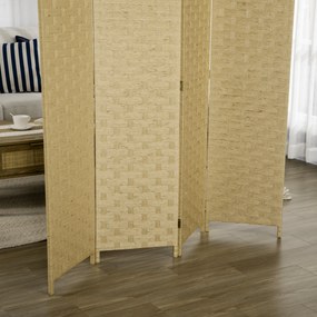 HOMCOM Parawan 4-częściowy 160 x 170 cm, przegroda z włókna falistego do salonu, brązowy | Aosom PL