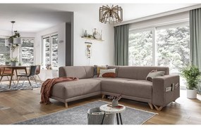 Brązowy rozkładany/ze schowkiem narożnik (lewostronny/w kształcie litery L) Classy Sophie – Miuform