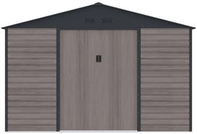 Wiata ogrodowa ADELMO ze stali galwanizowanej, drewnopodobnej – kolor szary – 10,98 m²