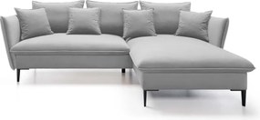 Narożnik GLOSS Prawostronny z funkcją spania, zestaw z poduszkami wolnostojący tkanina RIVIERA 81 Niebieski WERSAL