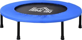 HOMCOM Trampolina Fitness Ø91 cm Mini z Antypoślizgowymi Stopami Obciążenie do 100kg Ø91 x 22,5H cm Czarny+Niebieski
