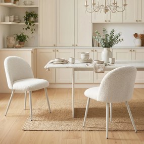 HOMCOM Krzesła do jadalni, krzesła kuchenne, miękkie tapicerowane chenille, 50,5 x 57,5 x 78,5 cm, kremowobiały | Aosom PL