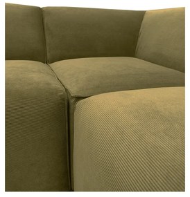 Zielona sztruksowa sofa modułowa w kształcie litery "U" Scandic Sting, lewostronna