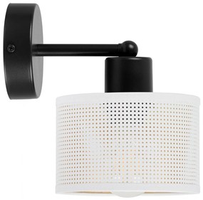 Czarny kinkiet jednopunktowy z białym abażurem WD-BE-1010SC-WE