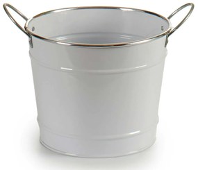 Osłonka na doniczkę typu wiaderko, cynkowa, biała, Ø 21 cm