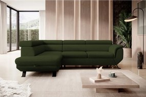 Narożnik RAVEN L Lewostronny wolnostojący z funkcją spania tkanina ARAGON 39 Ciemno Zielony WERSAL