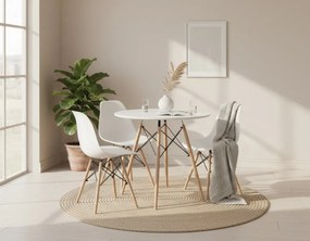 Komplet Stół Biały 80 Cm Z 3 Krzesłami Do Kuchni C4-M78