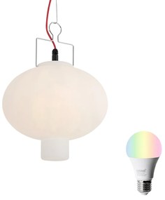 Inteligentna lampa wisząca zewnętrzna biała 35 cm z czerwoną wtyczką, w tym Wifi A60 - Pion