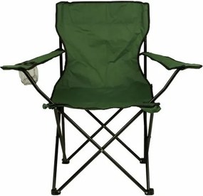Turystyczne kampingowe krzesło składane zielone z miejscem na napoje