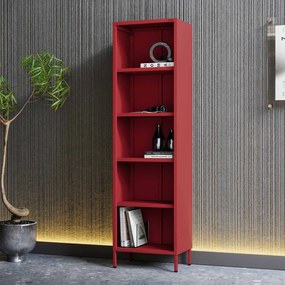 Regał na książki MARIO, 500 x 1800 x 350 mm, Modern: czerwony