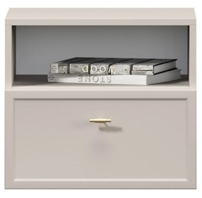 Szafka nocna wisząca Lorini z szufladą 45 cm - kaszmir / złoty uchwyt T-bar