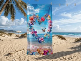 Szybkoschnący ręcznik plażowy FLOWER LOVE kolorowy 70 x 140 cm, 100% mikrofibra