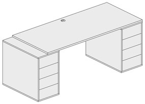 PLAN Biurko z przestrzenią do przechowywania BLOCK B03, biały/pomarańczowy