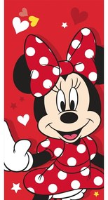 Czerwony bawełniany ręcznik dziecięcy 70x140 cm Minnie "Red heart" – Jerry Fabrics