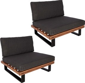 Fotel wypoczynkowy MCW-H54 (zestaw 2 szt.),  brązowe, tapicerka ciemnoszara