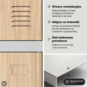Szafa skrytkowa socjalna BHP szara / dąb sonoma, 1360x1720x450 mm: ROBERT Eco Design