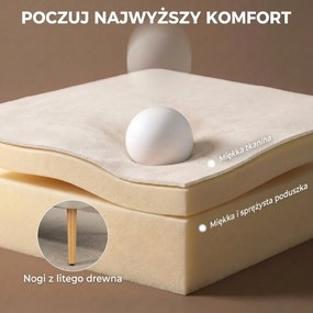 HOMCOM sofa dwuosobowa retro kremowa biała wygodna kanapa do salonu z drewnianymi nogami tapicerowana | Aosom PL