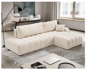 Rozkładany narożnik DESIO z pojemnikiem, w układzie L, prawostronny, beżowy