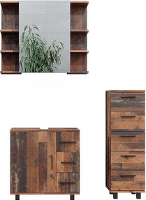 Zestaw mebli łazienkowych rustykalny dąb 60x33x60.8 ilias