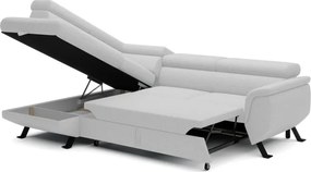 Narożnik RAVEN L Lewostronny wolnostojący z funkcją spania tkanina ARAGON 01 Biały WERSAL