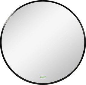 kleankin Okrągłe Lustro Ścienne do Łazienki, Sypialni, Korytarza, Metalowa Rama, Kolor: Czarny, Ø50