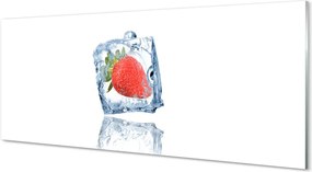 Szkło do Kuchni na Ścianę Kostka Lodu z Truskawką