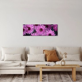 Obraz różowych kwiatów (z zegarem) (90x30 cm)