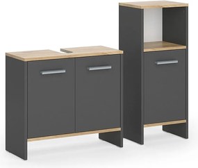 Zestaw mebli łazienkowych antracyt/złoty dąb 63.8x26.3x57 karli