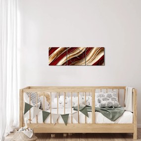Obraz - Złoto - biała tekstura (z zegarem) (90x30 cm)