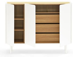 Biała niska komoda w dekorze dębu 110x85 cm Arista – Teulat