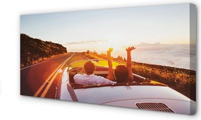 Obraz drukowany na płótnie Droga, Auto i Ludzie