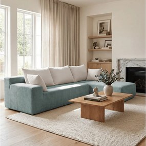 Coco Living Sofa do salonu Luna 3-osobowa – szałwia biały prawa