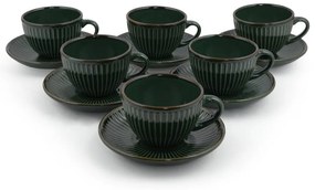 Ciemnozielone ceramiczne filiżanki zestaw 6 szt. 0.21 l – Hermia