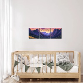 Obraz - Fioletowy krajobraz (z zegarem) (90x30 cm)