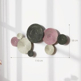 HOMCOM Zestaw dekoracji ściennej w designie dysków, 8 metalowych dysków, wielofunkcyjny, wielokolorowy