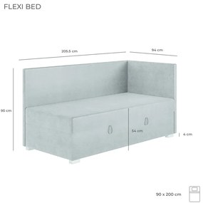 Ciemnoniebieskie narożne łóżko dziecięce ze schowkiem i materacem 90x200 cm Flexi – Ghado