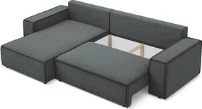 Narożnik lewostronny z funkcją spania - z tkaniny strukturalnej - szary - KIMO