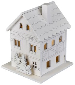 Świąteczna dekoracja świetlna Drewniany domek, 8 x10 x 8 cm, LED