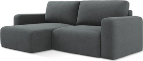 Narożnik lewostronny z funkcją spania - z tkaniny strukturalnej - szary - KONA