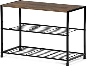 Półka na buty z 2 półkami, stare drewno