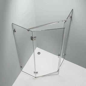 Kabina prysznicowa pięciokątna EX41590 x 90 x 195 cm - 8 mm - nano prawdziwe szkło - kolor profilu chrom - z drzwiami obrotowymi